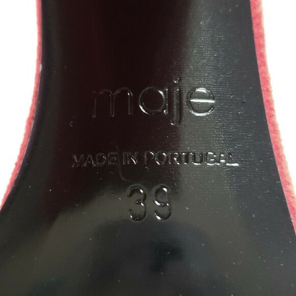 MAJE Faria chunky heel suede leather open toe ankle strap red sandals 39 8 NEW - Picture 7 of 7